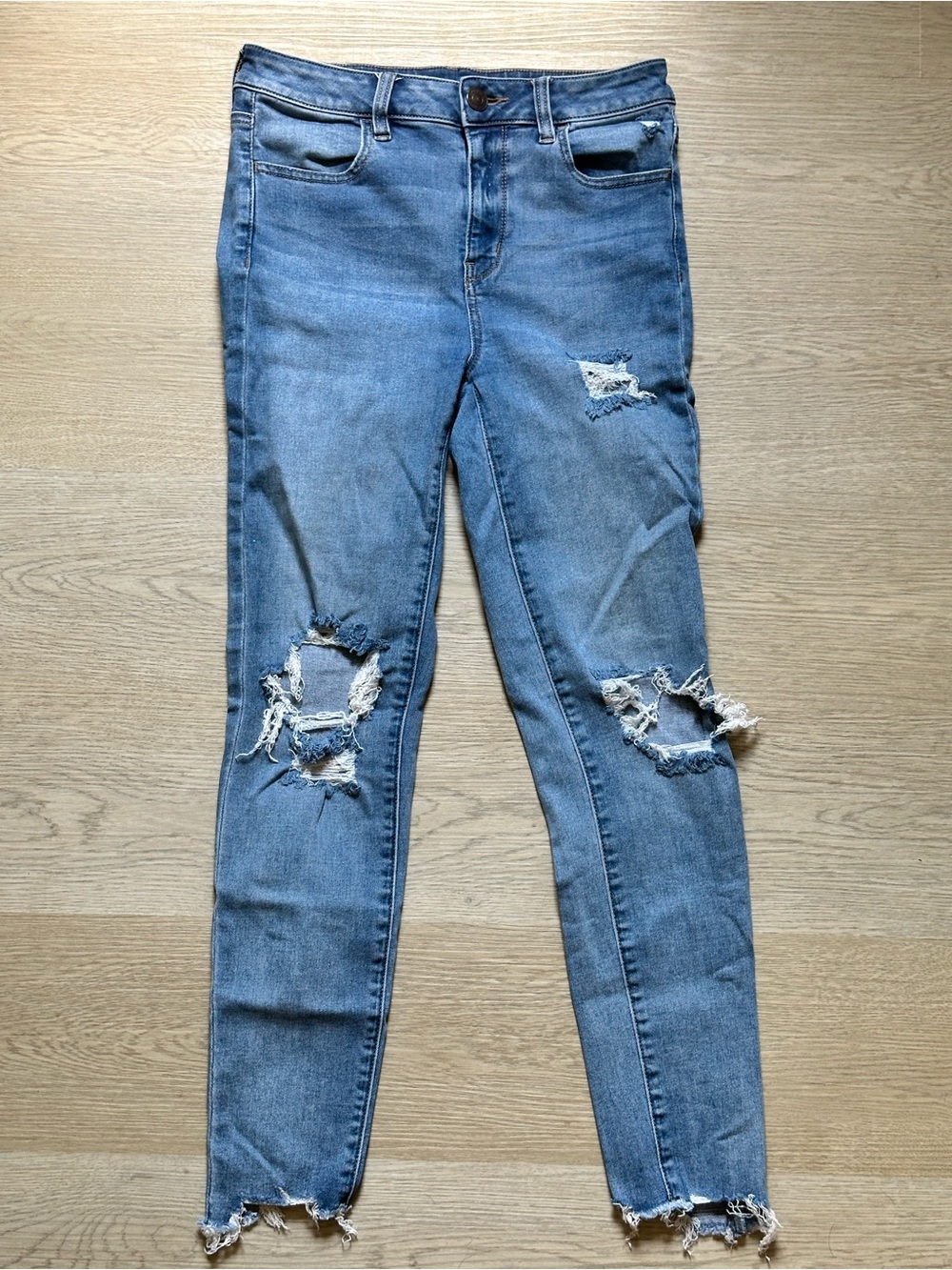 American Eagle Outfitters Medium Blue Ripped Skinny Jeans